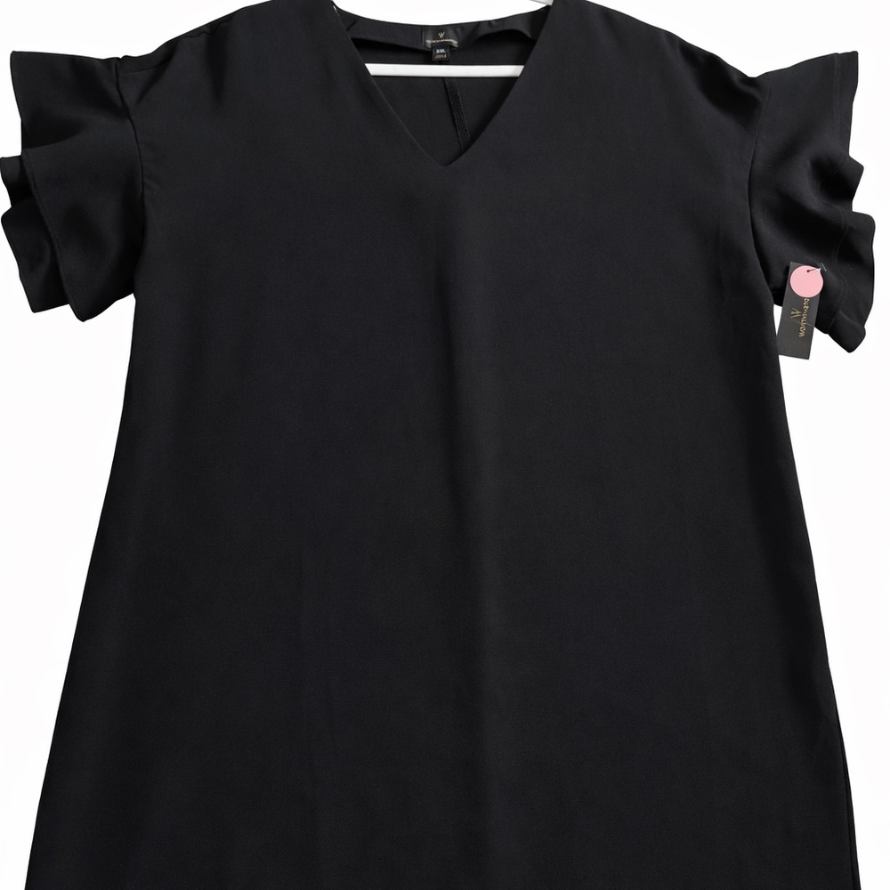 Worthington Elegant Black Ruffle Sleeve Dress Size XXL